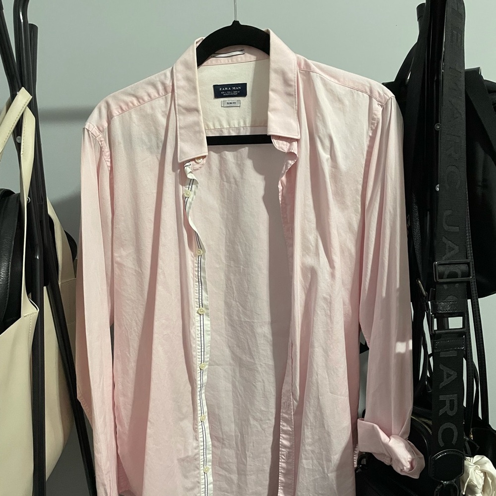 Zara Men Pink Long Sleeve Shirt